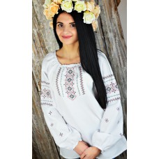 Embroidered blouse "Geometry White"